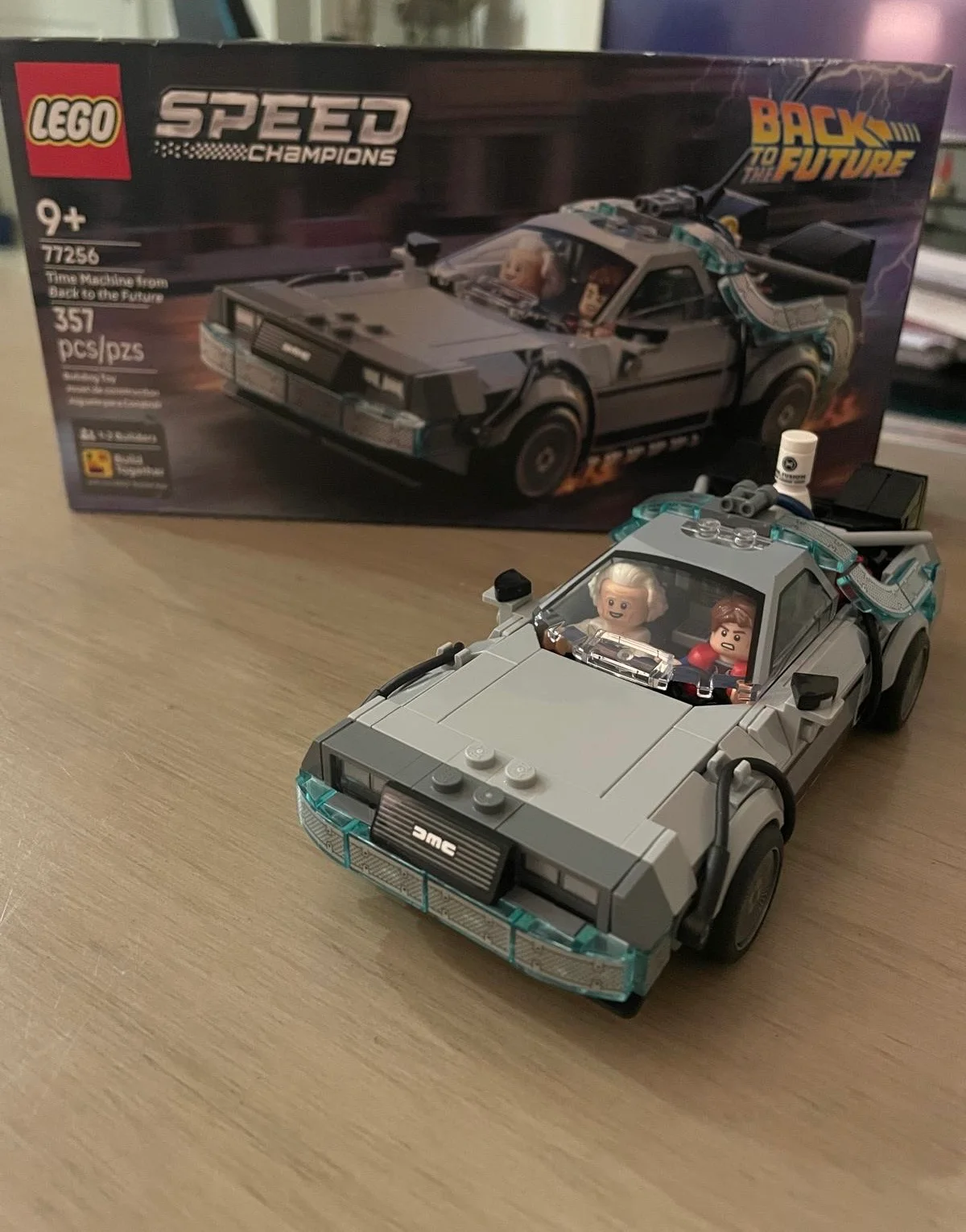 I have a fully built LEGO Back to the Future Time Machine set with box and minifigures.